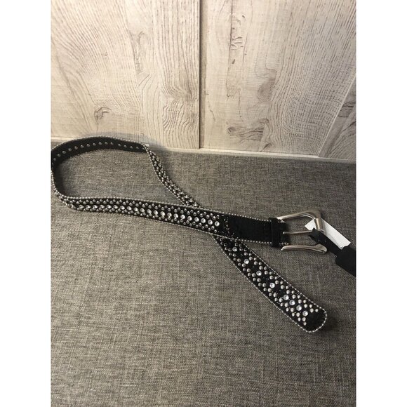 Women's Cowgirl Western Black Studded Rhinestones Belt Size Small Medium - Picture 1 of 3